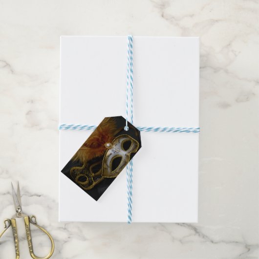 Gold Carnival Venetian Mask Masquerade Cadeaulabel (Met Touw)