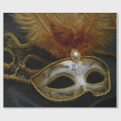 Gold Carnival Venetian Mask Masquerade Cadeaupapier (Vlak)