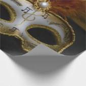 Gold Carnival Venetian Mask Masquerade Cadeaupapier (Hoek)