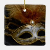 Gold Carnival Venetian Mask Masquerade Keramisch Ornament (Achterkant)