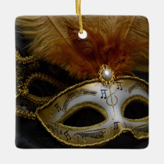 Gold Carnival Venetian Mask Masquerade Keramisch Ornament (Voorkant)