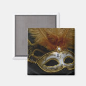 Gold Carnival Venetian Mask Masquerade Magneet (Voorkant / Achterkant)