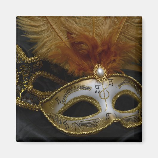Gold Carnival Venetian Mask Masquerade Magneet (Voorkant)