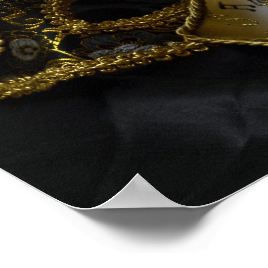 Gold Carnival Venetian Mask Masquerade Poster (Hoek)