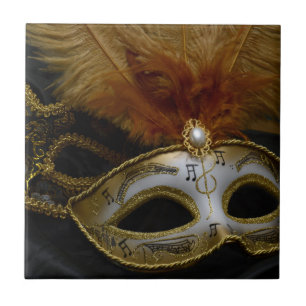 Gold Carnival Venetian Mask Masquerade Tegeltje