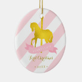 Gold Carousel Horse Baby's eerste Kerstmis Keramisch Ornament (Rechts)