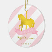 Gold Carousel Horse Baby's eerste Kerstmis Keramisch Ornament (Links)