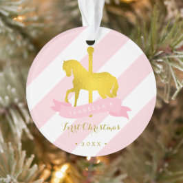 Gold Carousel Horse Baby's eerste Kerstmis Ornament