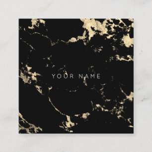 Gold Carrara Black Marble Abstracte Champagne Vierkante Visitekaartje