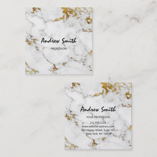 Gold Carrara Gray Marble Vip Consulting Services Vierkante Visitekaartje (Voorkant / Achterkant)
