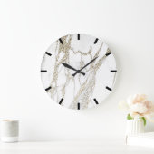 Gold Carrara Marble Gray Black Stone White Grote Klok (Huis)