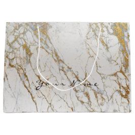 Gold Carrara Marble Metallic Gift Gray Silver VIP Groot Cadeauzakje