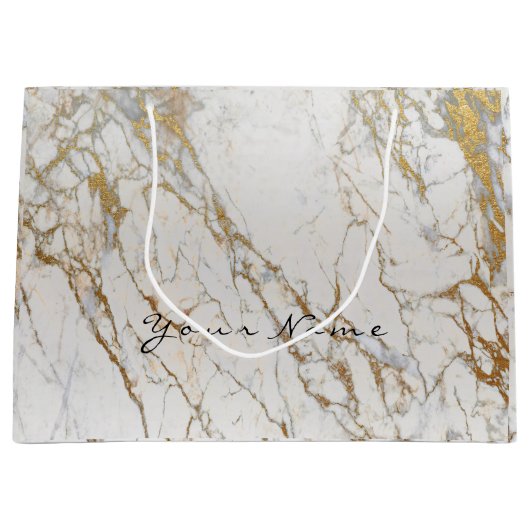 Gold Carrara Marble Metallic Gift Gray Silver VIP Groot Cadeauzakje (Voorkant)