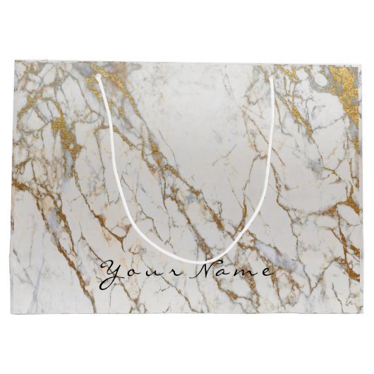 Gold Carrara Marble Metallic Gift Gray Silver VIP Groot Cadeauzakje (Achterkant)