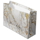 Gold Carrara Marble Metallic Gift Gray Silver VIP Groot Cadeauzakje (Voorkant Gekanteld)