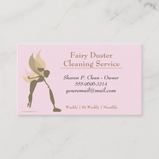 Gold Cartoon Fairy Girl House Cleaning Service Visitekaartje (Voorkant)