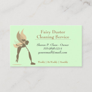 Gold Cartoon Fairy Girl House Cleaning Service Visitekaartje
