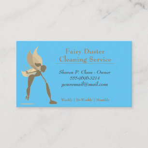 Gold Cartoon Fairy Girl House Cleaning Service Visitekaartje