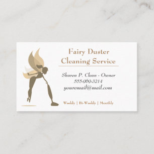 Gold Cartoon Fairy Girl House Cleaning Service Visitekaartje