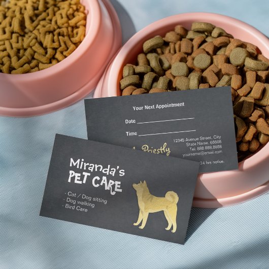 Gold Cartoon Puppies Akita Inu/Shiba Inu Pet Car Afsprakenkaartje