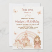 Gold Castle & Unicorn Party Uitnodigen Kaart (Voorkant)