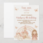 Gold Castle & Unicorn Party Uitnodigen Kaart (Voorkant / Achterkant)