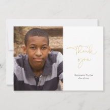 Gold Casual Script Photo Afstuderen Hartelijk dank