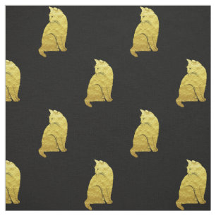 Gold Cat op zwart Stof