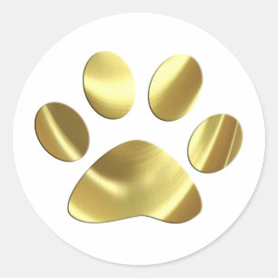 Gold Cat Paw-afdrukken Ronde Sticker