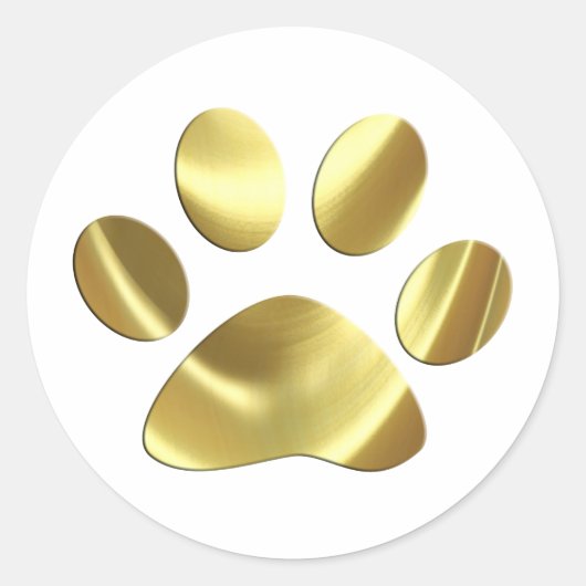 Gold Cat Paw-afdrukken Ronde Sticker (Voorkant)