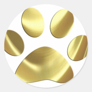 Gold Cat Paw-afdrukken Ronde Sticker