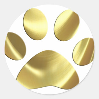 Gold Cat Paw-afdrukken Ronde Sticker
