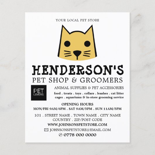 Gold Cat, Pet Store en Groomers Adverteren Flyer (Voorkant)