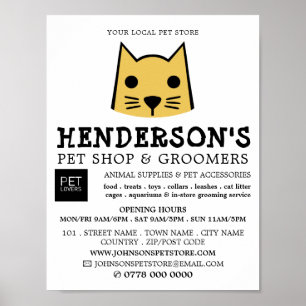 Gold Cat, Pet Store en Groomers Adverteren Poster