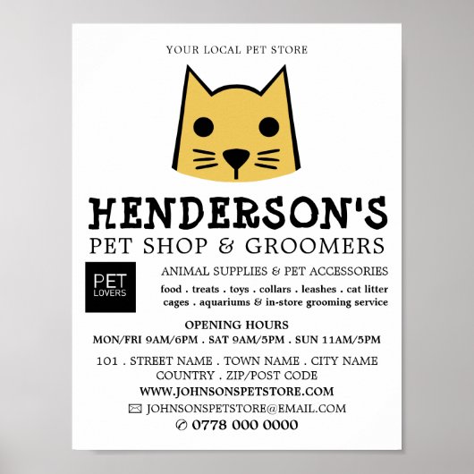 Gold Cat, Pet Store en Groomers Adverteren Poster (Voorkant)