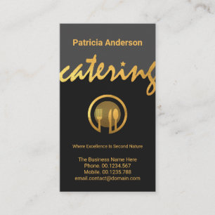 Gold Catering Signage Gold Cutlery Restaurant Visitekaartje