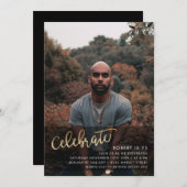 Gold Celebrate-script | Aangepaste fotoverjaardag Kaart (Voorkant / Achterkant)