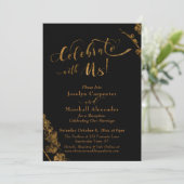 Gold "Celebrate with Us" w/ Botanische stoffen op  Kaart (Staand voorkant)