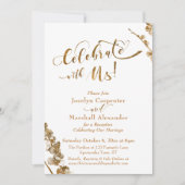 Gold "Celebrate with Us" w/ Botanische stoffen op Kaart (Voorkant)