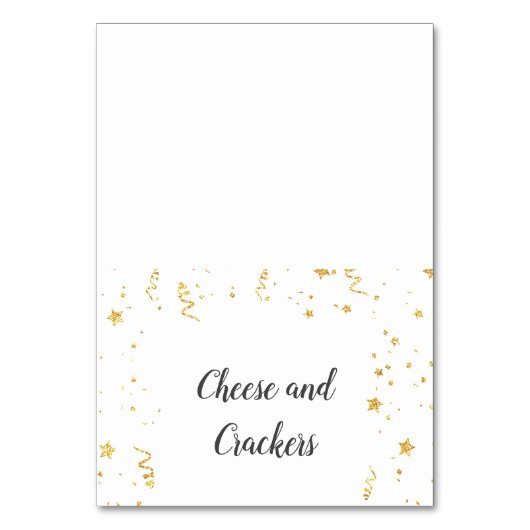 Gold Celebration Baby shower Buffet Eten Labels Kaart (Voorkant)