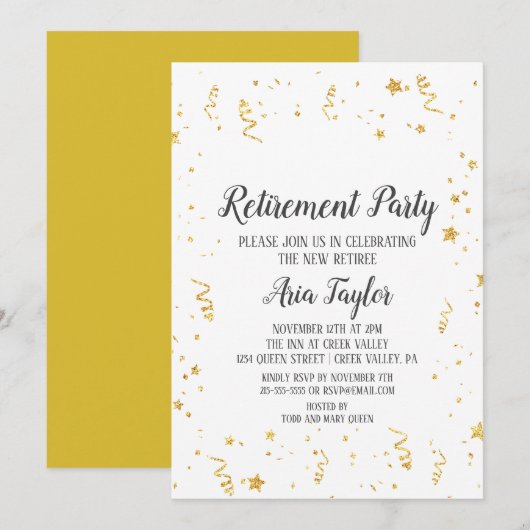 Gold Celebration Calligraphy Retirement Party Kaart (Voorkant / Achterkant)
