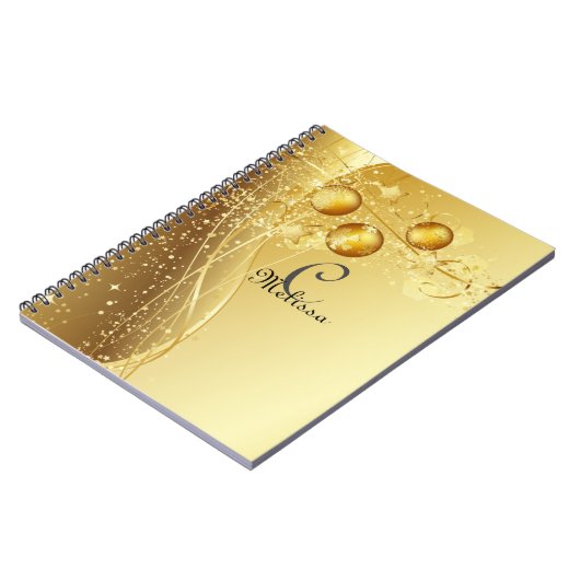 Gold Celebration Custom Monogram Name Notitieboek (Linkerzijde)
