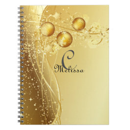 Gold Celebration Custom Monogram Name Notitieboek