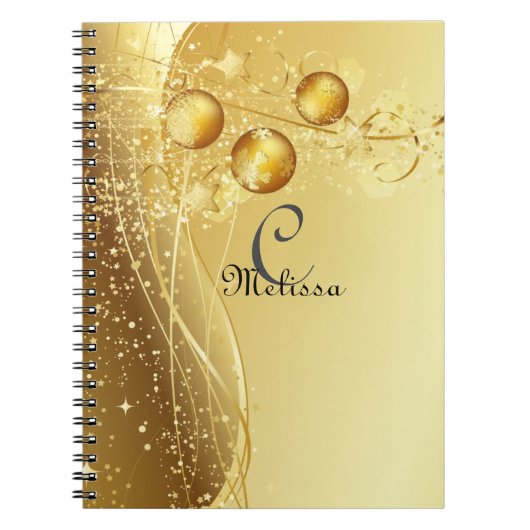 Gold Celebration Custom Monogram Name Notitieboek (Voorkant)
