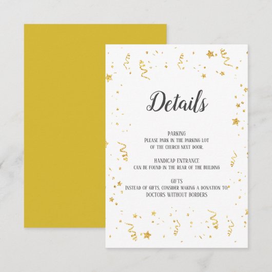 Gold Celebration Detail-kaart Informatiekaartje (Voorkant / Achterkant)