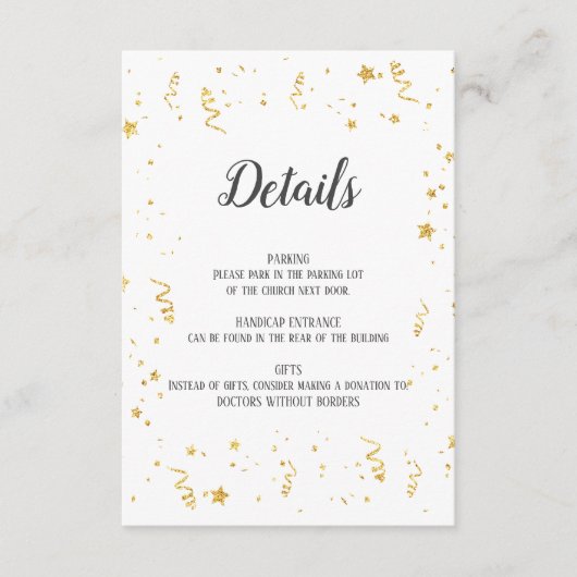 Gold Celebration Detail-kaart Informatiekaartje (Voorkant)