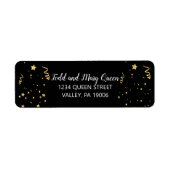 Gold Celebration on Black Return Address Labels (Voorkant)