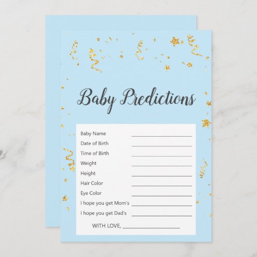 Gold Celebration on Blue Baby Predictions Game (Voorkant / Achterkant)