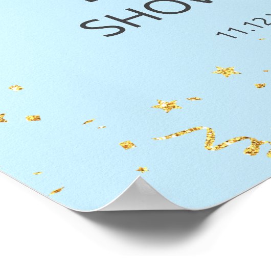 Gold Celebration on Blue Baby shower Welcome Sign Poster (Hoek)