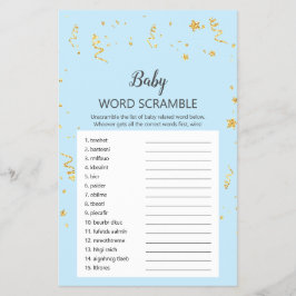 Gold Celebration on Blue Baby Word Scramble Game Flyer